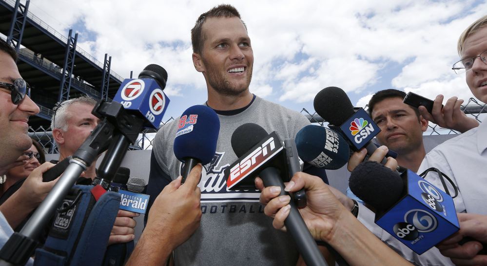 When Tom Brady talks, the media still listen as they did Wednesday following the New England Patriots’ minicamp in Foxborough, Mass., where the veteran quarterback laughed off those who doubt his credentials.