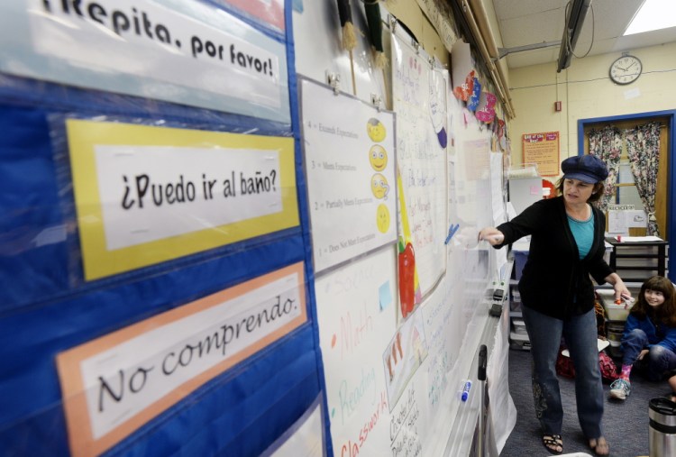 Robin Stevens teaches Spanish at Lyseth Elementary School in Portland. The school presently offers some instruction in the language but in September it will launch a full Spanish language immersion program with 20 kindergartners participating.