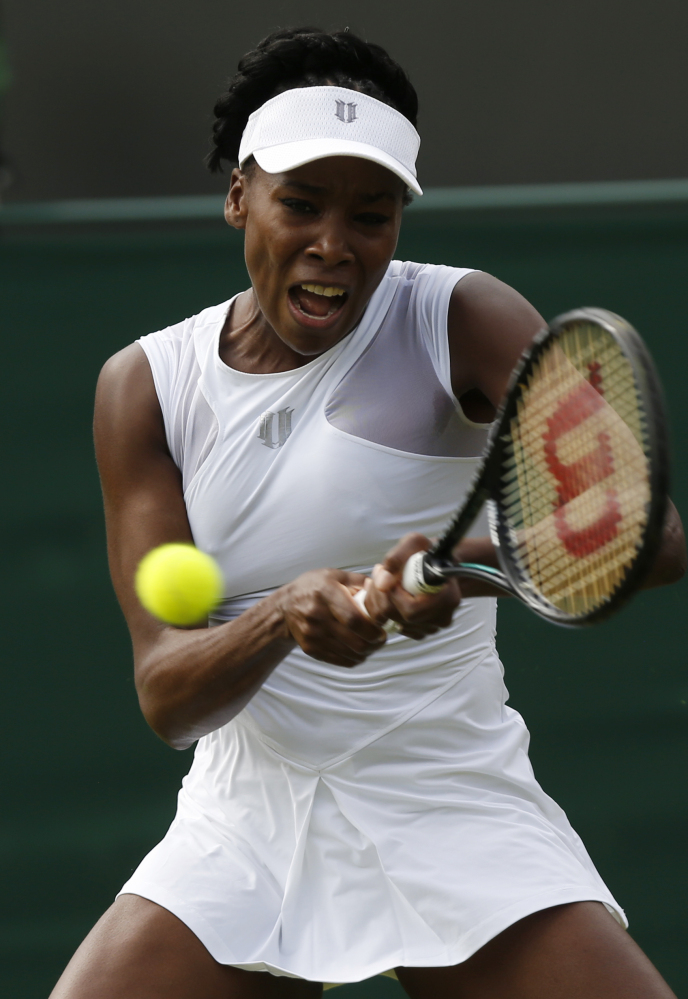 Venus Williams, seen in her first-round win over Maria-Teresa Torro-Flor of Spain on Monday, is the oldest woman left in the tournament at age 34. “Wisdom has served me well,” she said.