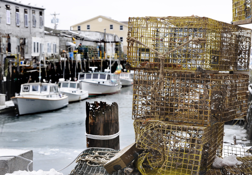 Lobster boats and traps line Custom House Wharf in Portland. A new state panel will study the impact of ocean acidification on the shellfish industry. 2014 Press Herald File Photo/John Patriquin