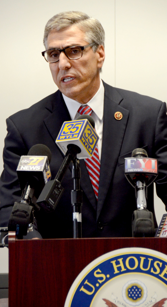 U.S. Rep. Lou Barletta, R-Pa., talks about unaccompanied children apprehended entering the U.S. during a news conference Monday in Hazleton, R-Pa.