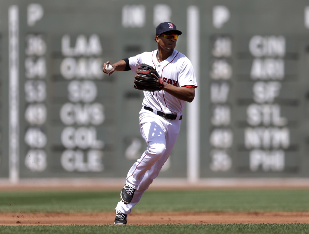 The Associated Press
Shortstop Xander Bogaerts, 21, was one of five rookies in the lineup for the Boston Red Sox in Sundayâs 4-0 win over Tampa Bay in Boston.