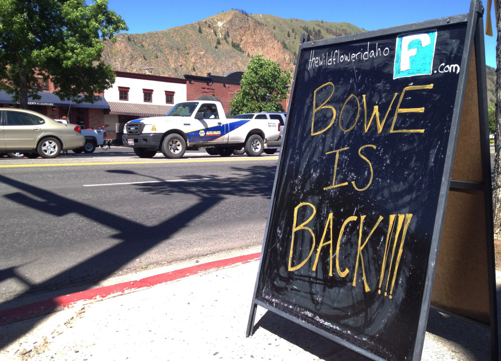 A sign celebrates the release of Sgt. Bowe Bergdahl in his hometown of Hailey, Idaho, on Wednesday. The Associated Press