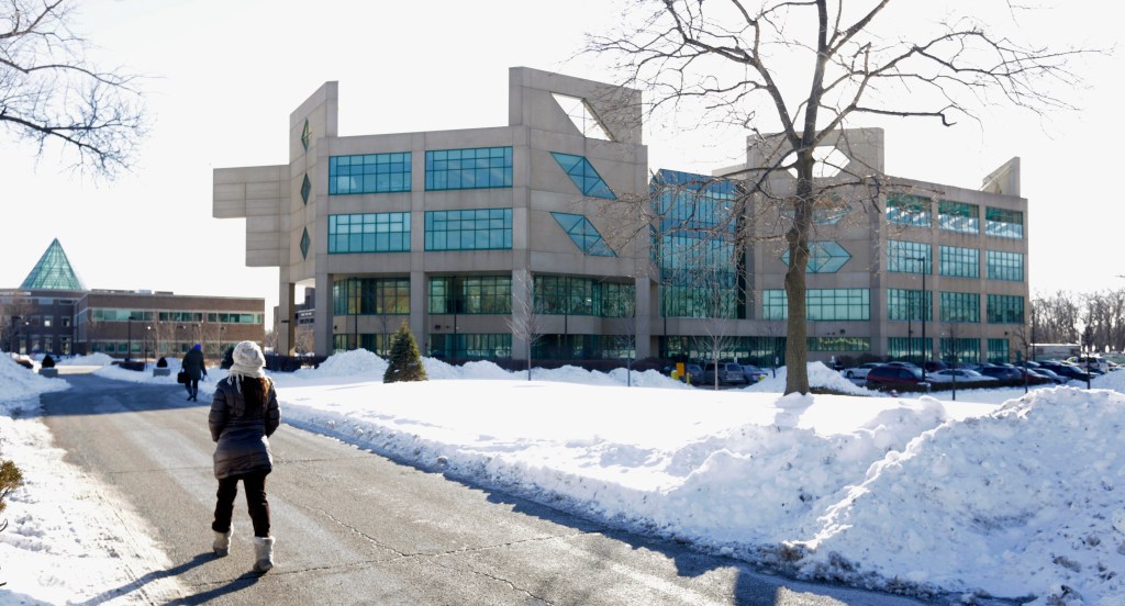 A student walks on the campus of Chicago State University, which is bidding to be the location for a Barack Obama presidential library. 
