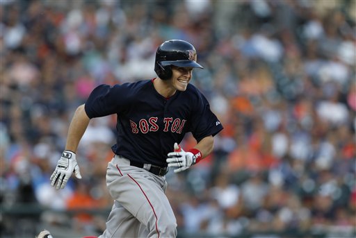 Red Sox third baseman Brock Holt runs to first against the Detroit Tigers in the third inning in Detroit on Friday. The Associated Press
