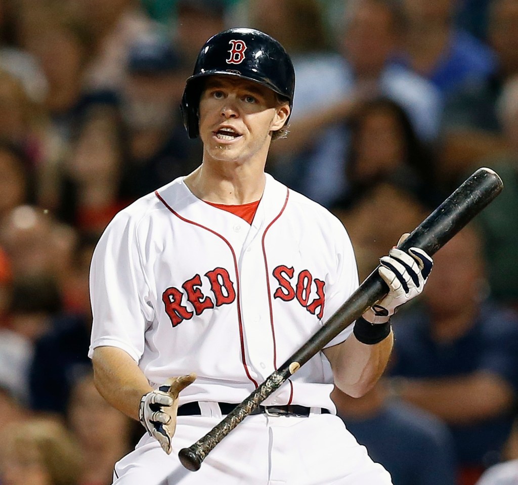 Brock Holt reacts after he struck out looking in a  game against the Minnesota Twins last summer.