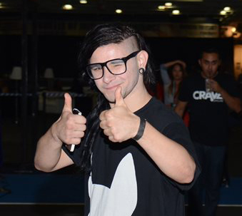 Skrillex is photographed Comic-Con International at USS Midway on Friday, July 25, 2014, in San Diego, CA. 