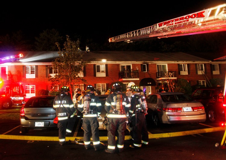 Fire crews from Westbrook and surrounding towns were called to a three-alarm fire Wednesday night at the Dolley Brook Condominiums in Westbrook. Forty-five people were left without homes.