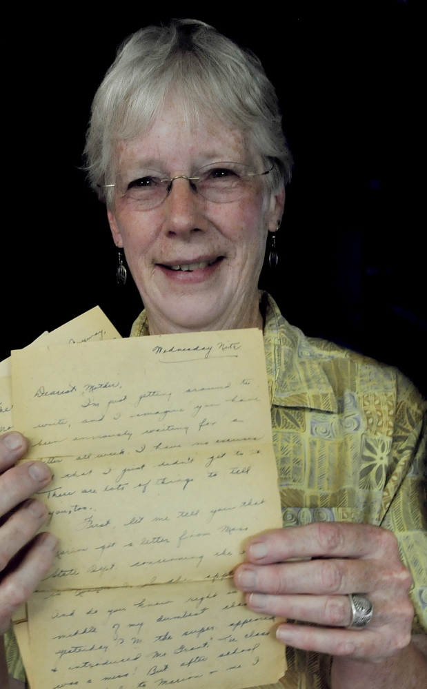 Ann MacMichael of Cornville holds a letter that took more than eight decades to arrive. It was likely stuck in a postal sorting machine.
