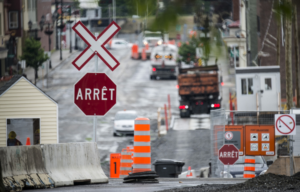 The downtown of Lac-Megantic, Quebec, shown on June 10, remains closed as crews work at the clearing and decontamination a year after an oil-filled train screeched off the tracks and exploded, killing 47 people.