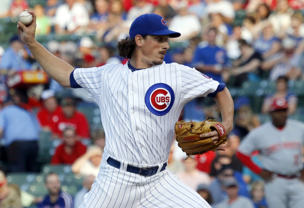 Jeff Samardzija was traded by the Cubs to Oakland on Saturday along with pitcher Jason Hammel, giving the Athletics one of the majors’ best group of starting pitchers.