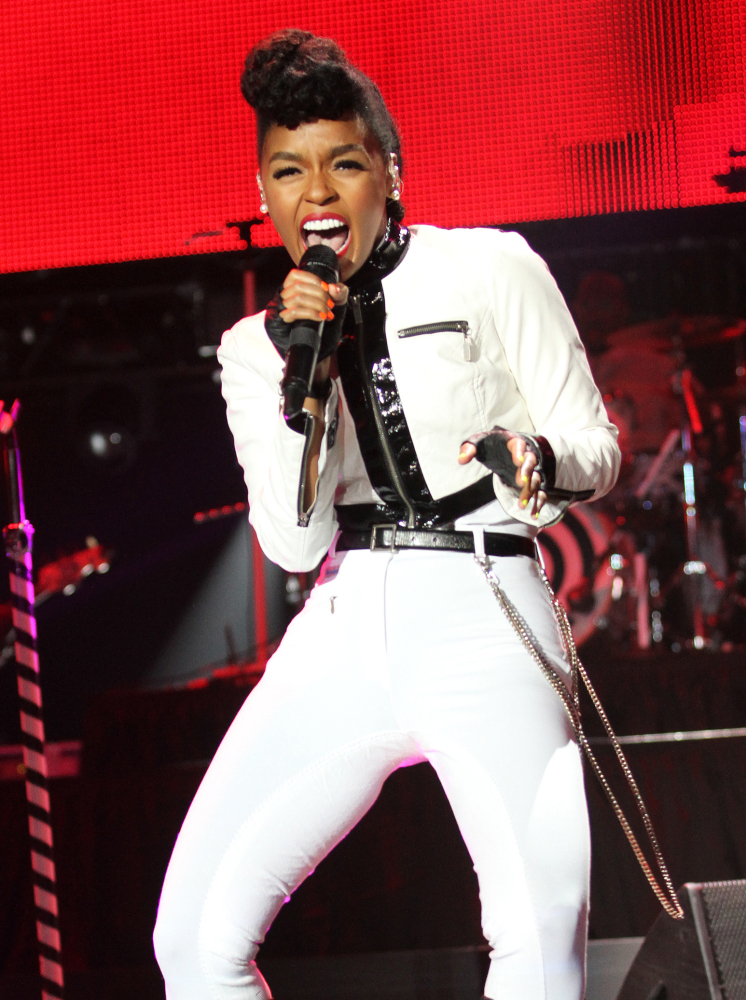 Janelle Monae performs at the 20th celebration of the Essence Festival in the Superdome in New Orleans. She covered Prince’s “Let’s Go Crazy.”