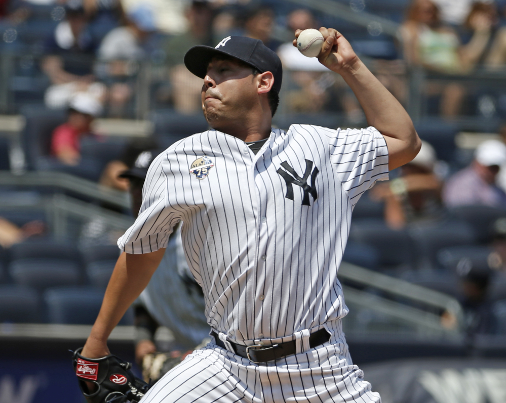 New York Yankees starting pitcher Vidal Nuno was traded to Arizona on Sunday for veteran right-hander Brandon McCarthy.