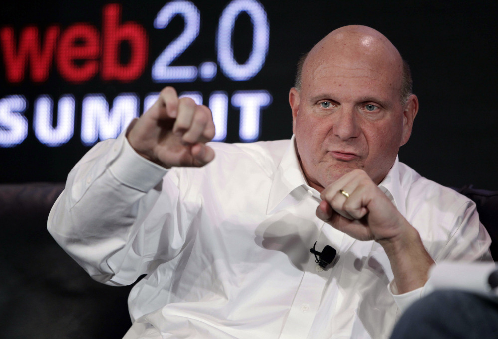 In this Oct. 18, 2011, file photo, then-Microsoft CEO Steve Ballmer speaks at the Web. 2.0 Summit in San Francisco.