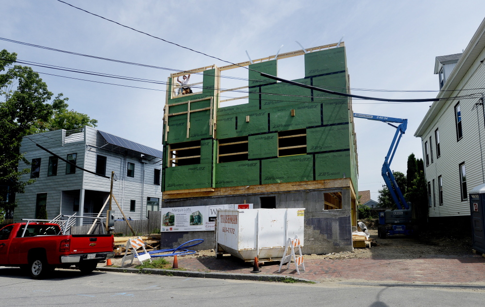 Current projects in Greater Portland include a four-story condominium complex on Munjoy Hill's Lafayette Street called the Marquis Lofts. The building will have six condos and enclosed parking on the first floor.