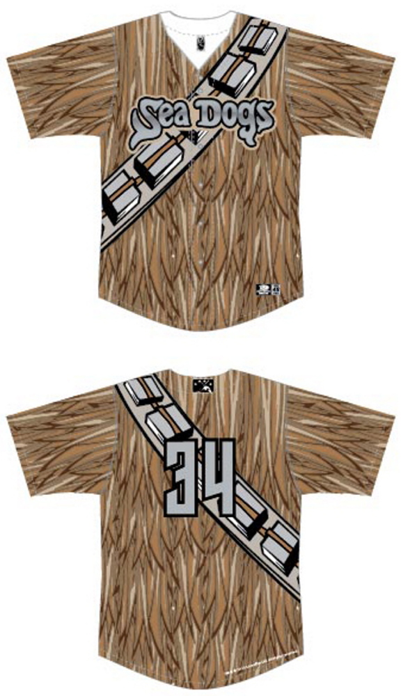 The Sea Dogs wil don Chewbacca jerseys as part of a Star Wars promotion.