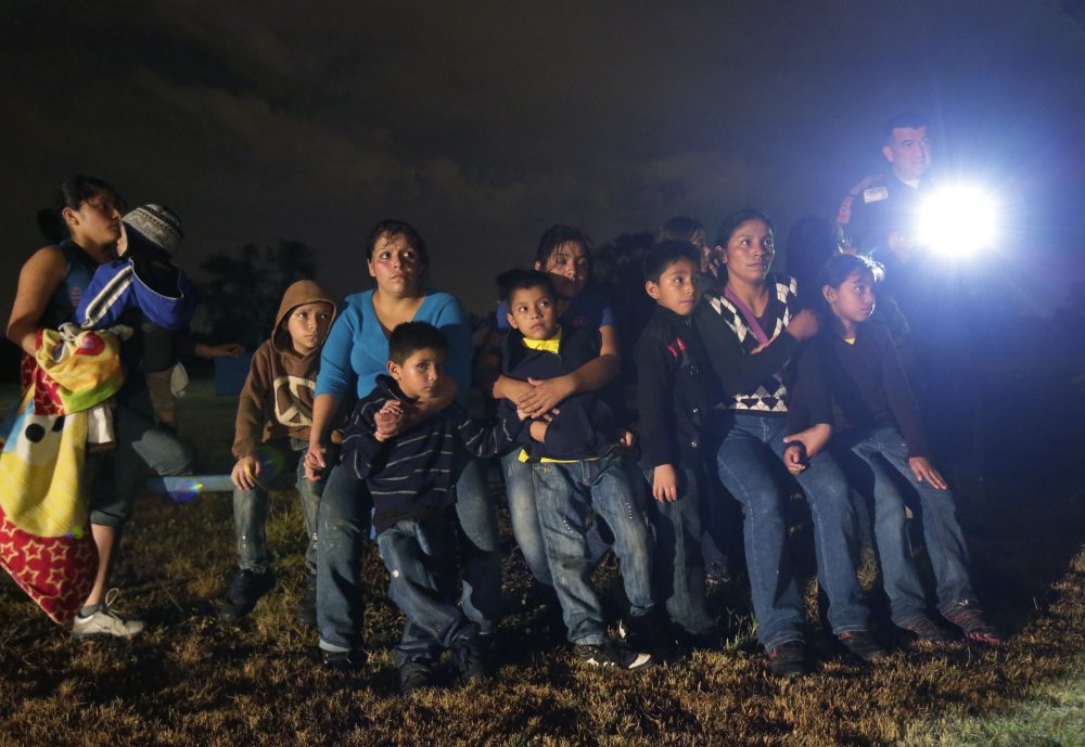 A group of immigrants from Honduras and El Salvador who crossed the U.S.-Mexico border illegally was stopped last month in Granjeno, Texas.