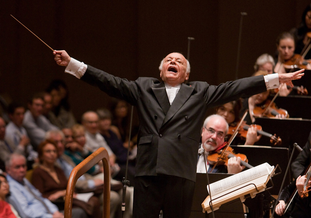 Lorin Maazel conducts the orchestra at Avery Fisher Hall in New York in 2009. Maazel died Sunday from complications following pneumonia at his home in northern Virginia. Photo provided by the New York Philharmonic.