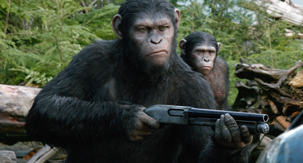 Andy Serkis plays Caesar in a scene from “Dawn of the Planet of the Apes,” from Twentieth Century Fox.