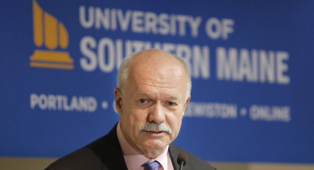 David Flanagan was named the interim president of the University of Southern Maine during a news conference Wednesday at USM.