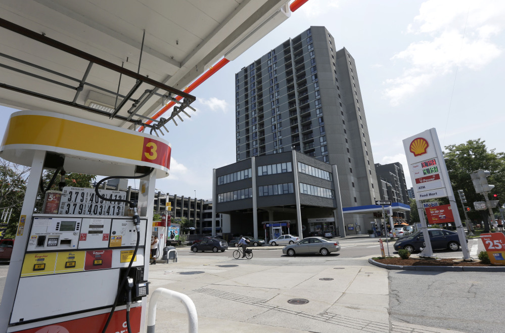 A Shell gas station, in Cambridge, Mass., where a carjack victim escaped from Boston Marathon bombing suspects Tamerlan and Dzhokhar Tsarnaev after they allegedly killed an MIT police officer sits across from an apartment building that was home to Stephen Silva.