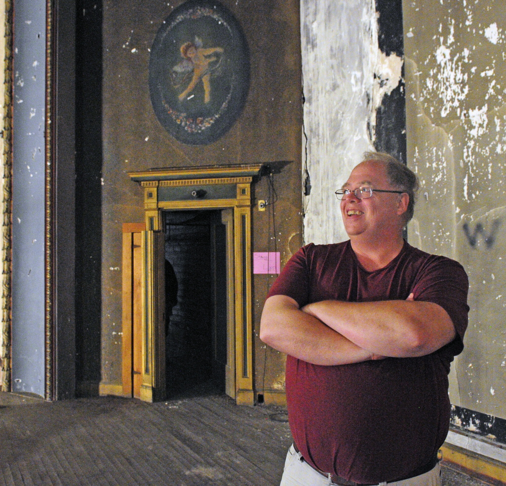 UMA drama teacher and overall arts enthusiast David Greenham sees possibilities aplenty for a renovated Augusta Colonial Theater that had its last picture show in 1969.