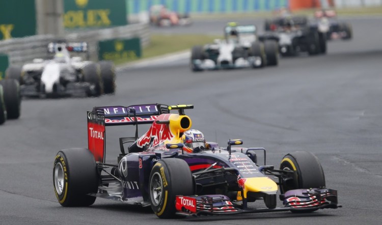 Red Bull driver Daniel Ricciardo of Australia steers his car during the Hungarian Formula One Grand Prix in Budapest, Hungary, Sunday.