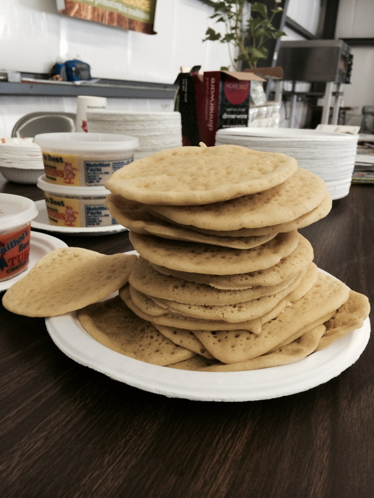 Ployes are not flipped like pancakes. If you flip them, says Dumais, “It means you’ve failed.”