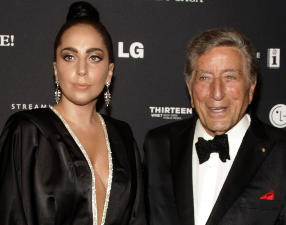 Recording artists Lady Gaga, left, and Tony Bennett, attend a Tony Bennett and Lady Gaga concert taping on Monday in New York. Gaga said jazz is “easier for me than anything else.”