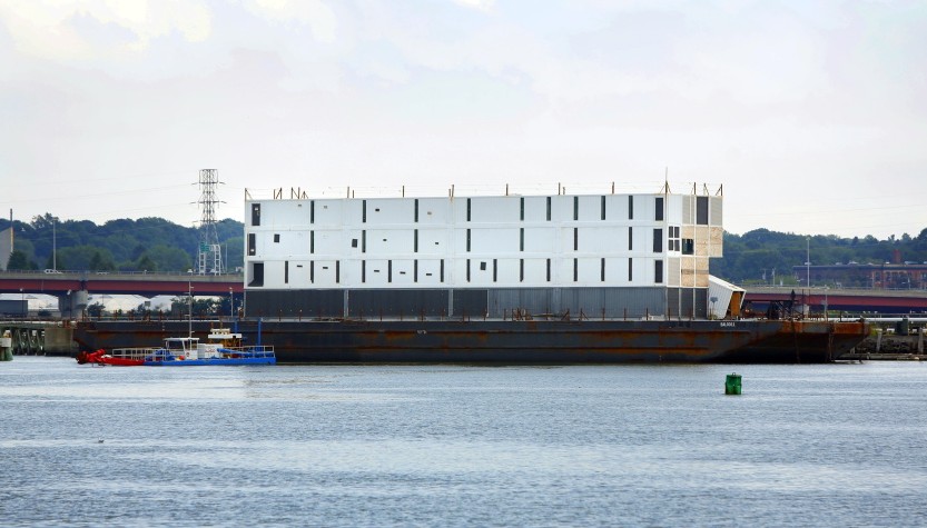 Google’s barge, with a four-story structure that raised curiosity from the time it arrived in Portland Harbor, was moved across the Fore River on Wednesday – on its way to oblivion.
