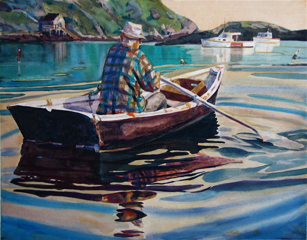 Michael Vermette's "Monhegan Lobsterman Rowing"