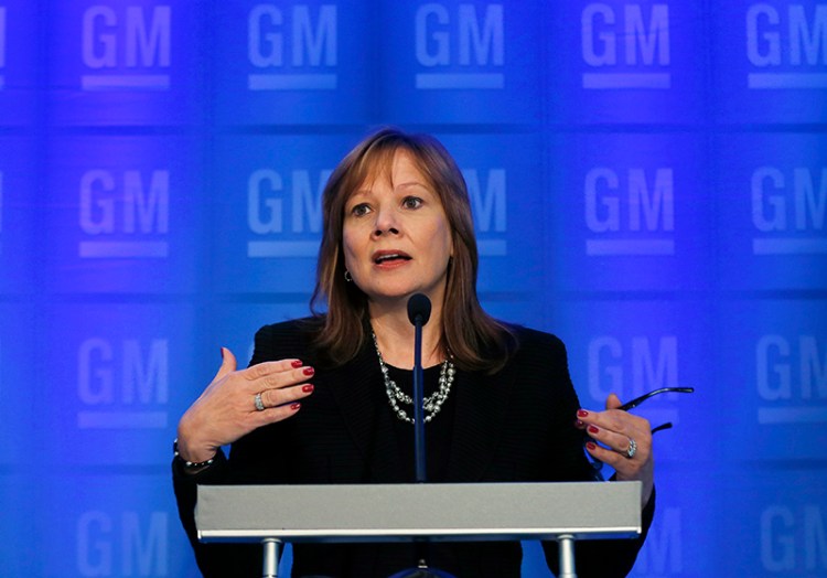 General Motors CEO Mary Barra speaks during a news conference prior to the company's annual shareholder meeting in Detroit, Tuesday, June 10, 2014. The Associated Press