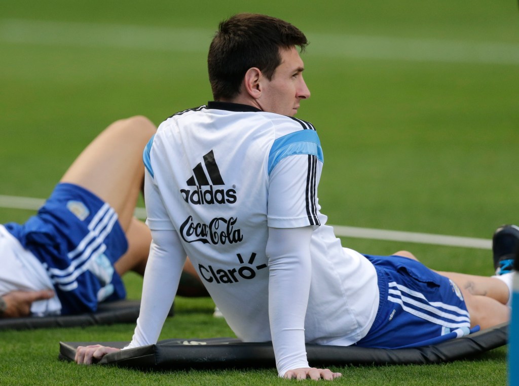 Argentina's Lionel Messi, seen during a training session Thursday, can make his case for being the greatest player ever during Sunday's World Cup final.