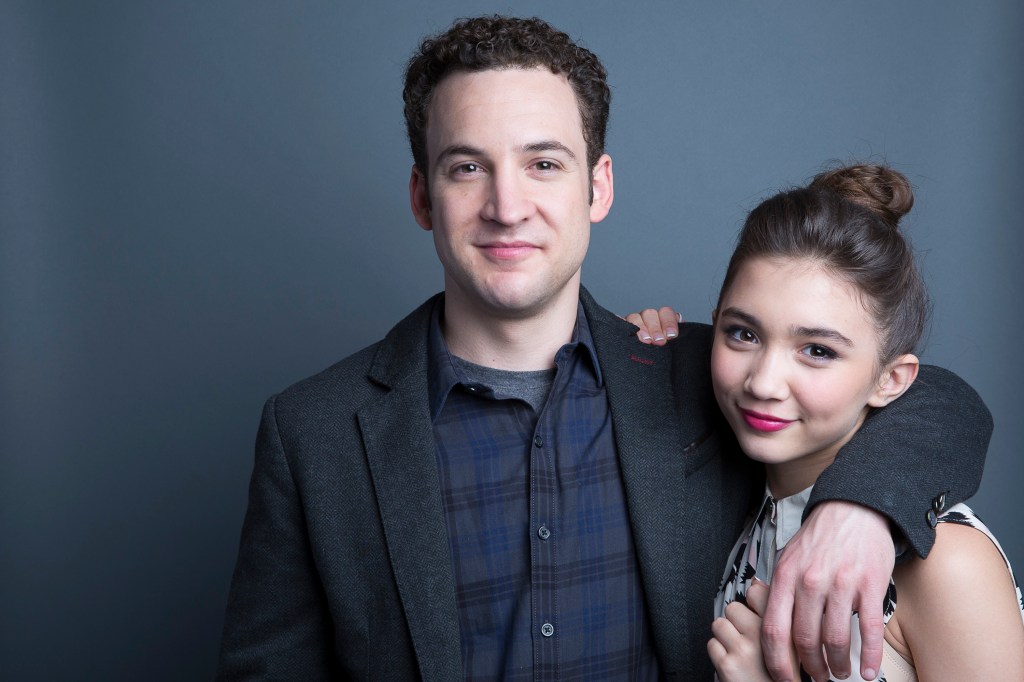 In this June 23 photo, actors Ben Savage, left, and Rowan Blanchard, from the upcoming Disney Channel series "Girl Meets World" pose for a portrait, in New York. Savage reprises his role of Cory Matthews; and Blanchard plays his 12-year-old daughter Riley on the series. It's a spinoff of the comedy "Boy Meets World."