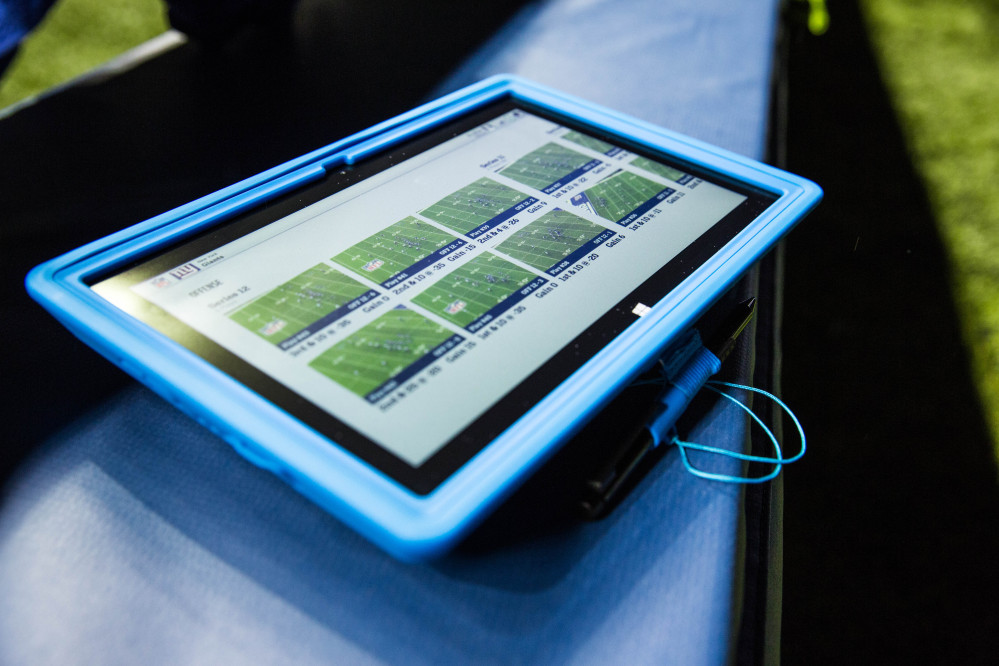 Surface tablets were allowed for the first time on the sideline of NFL football games during Sunday’s Hall of Fame game in Canton, Ohio.