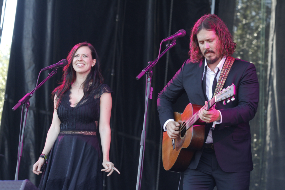 John Paul White, right, and Joy Williams of The Civil Wars perform in Austin, Texas. Williams and White issued a statement on their website Tuesday announcing the decision to split.