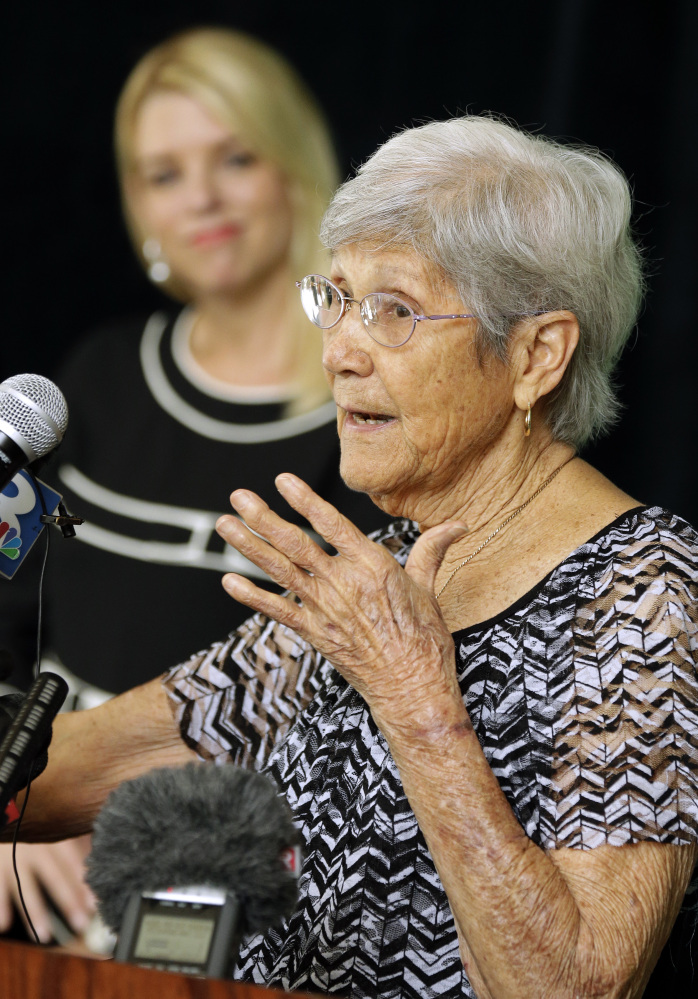 Ovell Krell, sister of George Owen Smith, speaks about her brother during a news conference Thursday at the University of South Florida in Tampa, Fla.