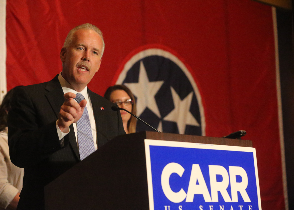 Joe Carr concedes to Lamar Alexander on Thursday night in Tennessee’s primary for the U.S. Senate now held by Alexander. Republicans blame tea party candidates for squandering the party’s shot at control of the Senate in the 2010 and 2012 elections.