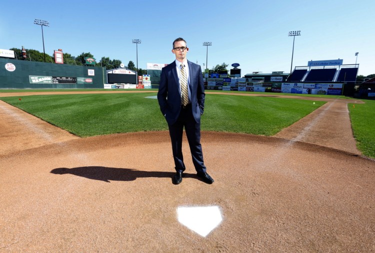 John Nathans, a former catcher who played the 2003 season with the Sea Dogs and who is now a trial lawyer, visits Hadlock Field in Portland. The head injuries he sustained in a brawl during a game in 2007 ended his professional baseball career.