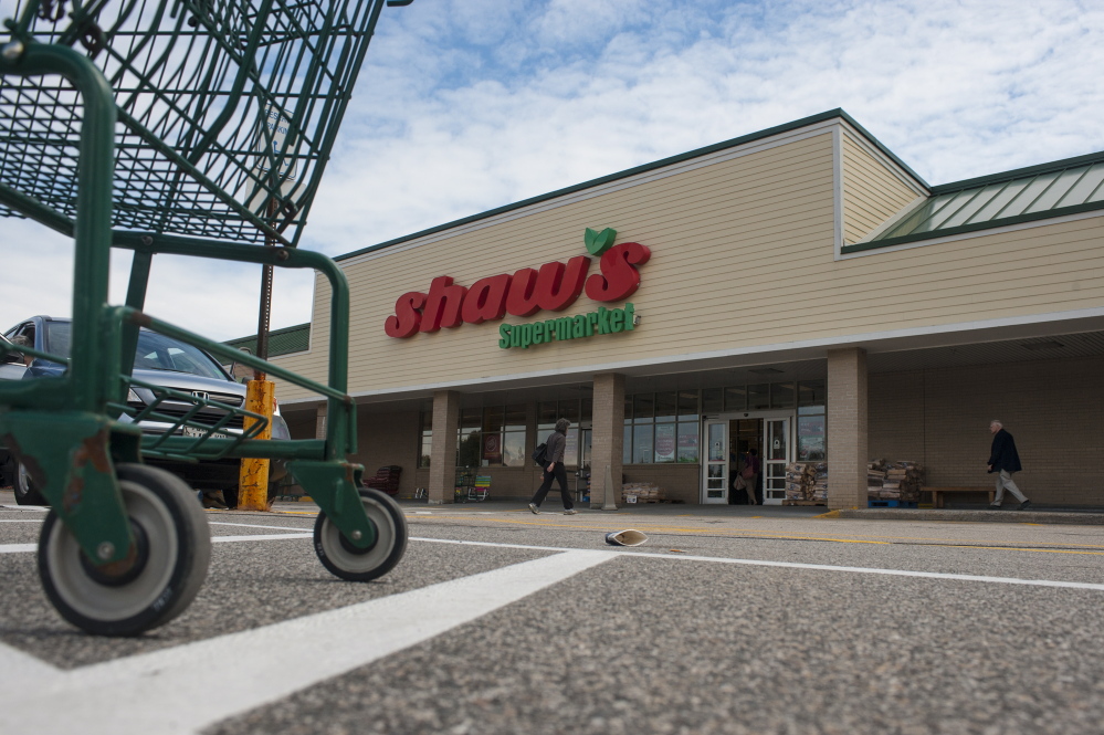 The Shaw’s Supermarket on Congress Street in Portland is one of 22 in Maine. The grocery chain’s tech services provider and former owner, Supervalu, reports a data breach.