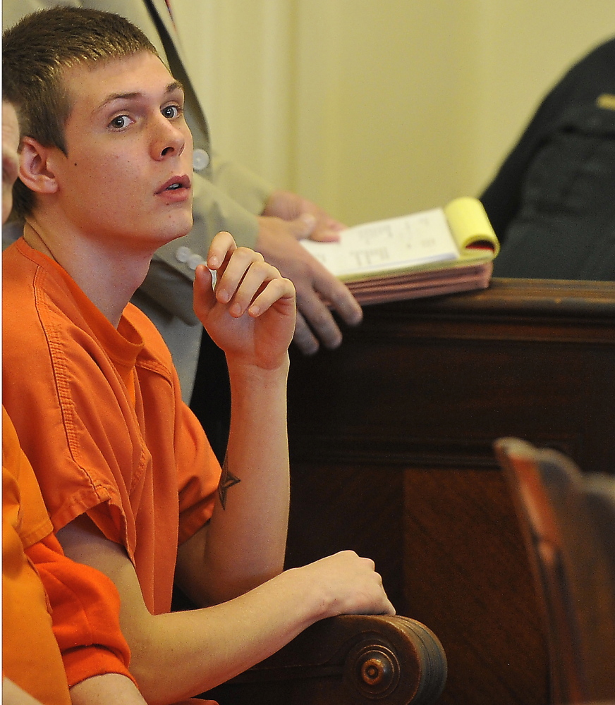 Anthony Carpinelli awaits his arraignment  in York County Superior Court in Alfred on Friday.