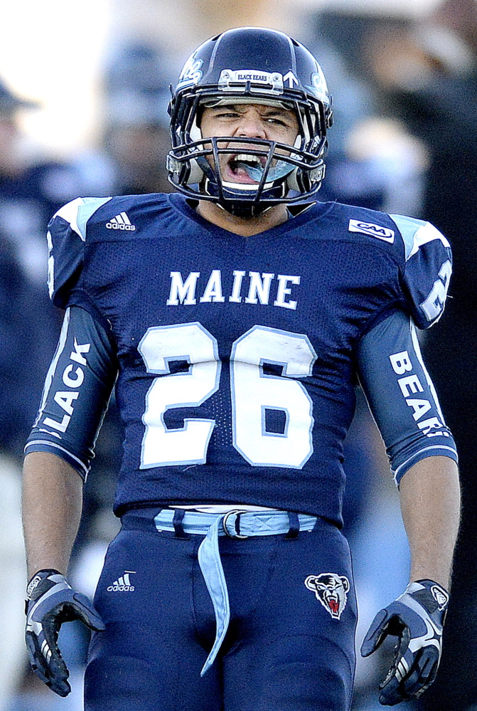 Nigel Jones may get some competition, but right now he’s the starting tailback for the University of Maine after gaining 596 yards and scoring eight touchdowns last season. Jones also is working on pass receptions with Dan Collins, the possible starting QB.