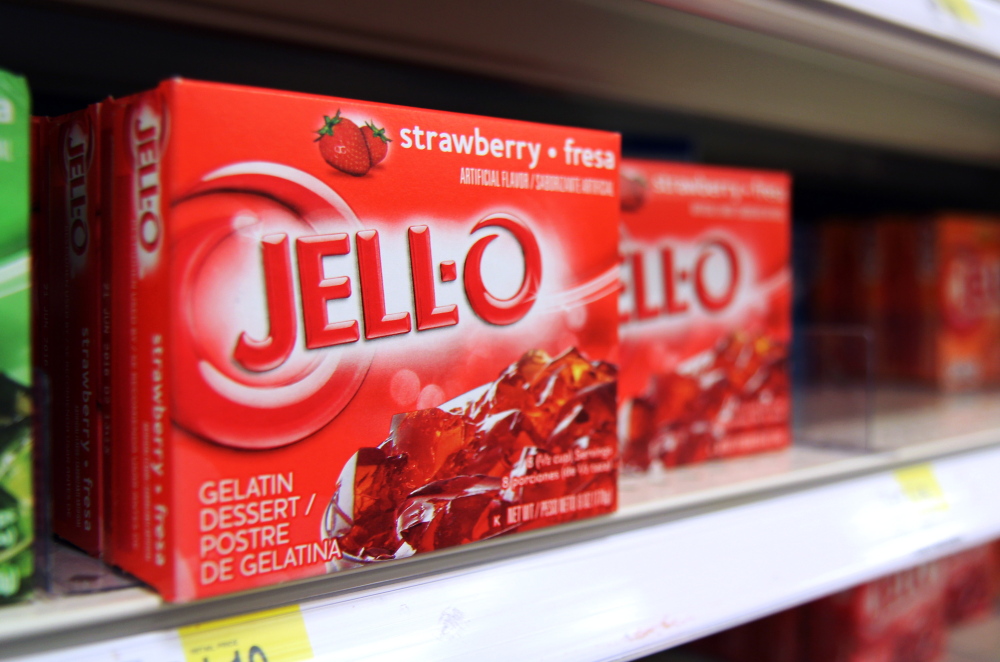 Boxes of Jell-O sit on a shelf at a store in Vauxhall, N.J. Despite its enduring place in pop culture, sales of Jell-O have tumbled 19 percent from five years ago, with alternatives such as Greek yogurt surging in poularity.
