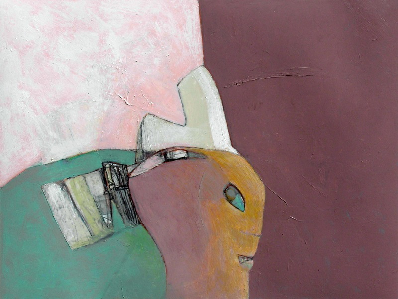 David Estey, “Woman with Comb,” acrylic and graphite.