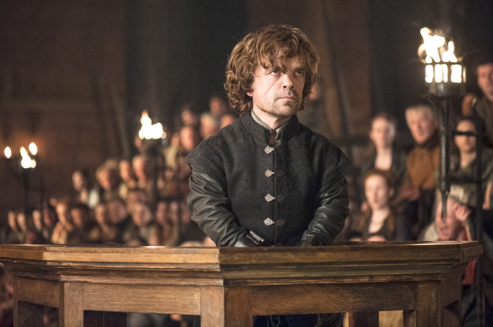 Peter Dinklage in a scene from “Game of Thrones,” nominated in the drama series category.