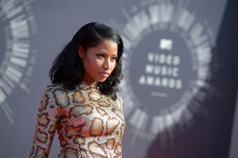 Nicki Minaj arrives at the MTV Video Music Awards at The Forum on Sunday in Inglewood, Calif.
