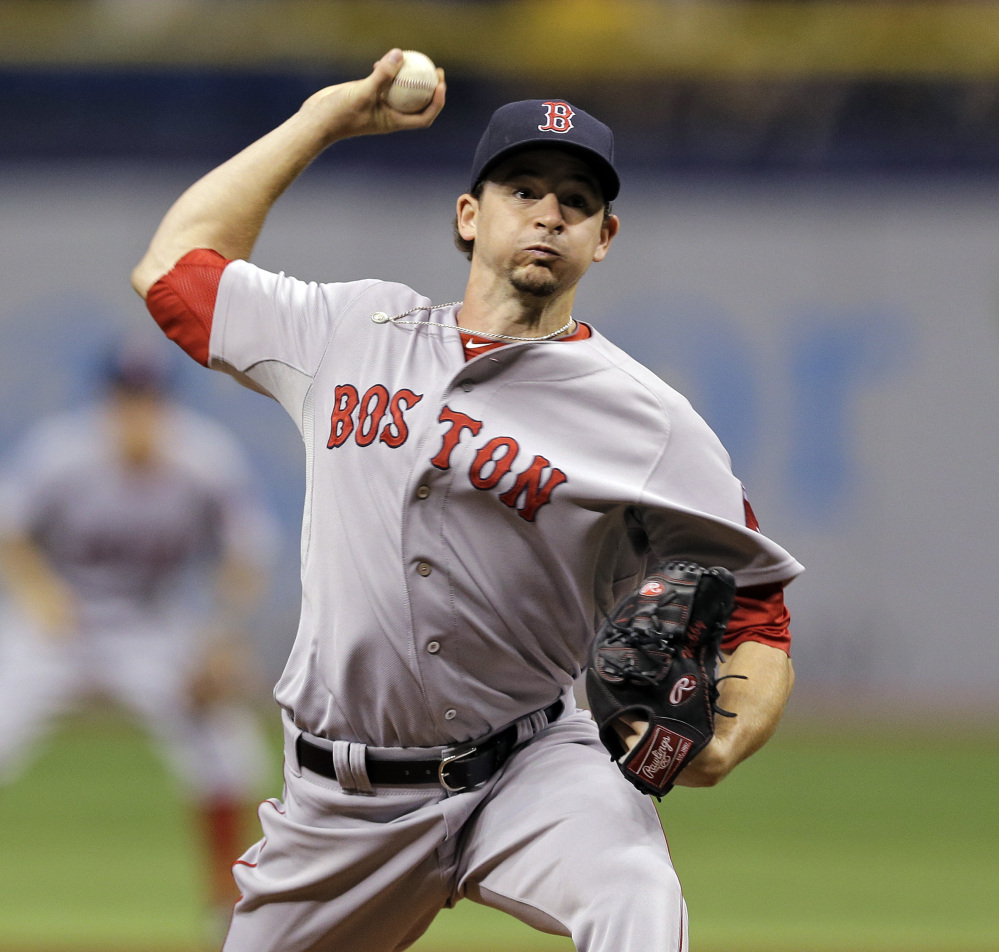 Boston’s Allen Webster lasted only four innings Saturday night against the Tampa Bay Rays, giving up six runs in a 7-0 loss at St. Petersburg, Fla.