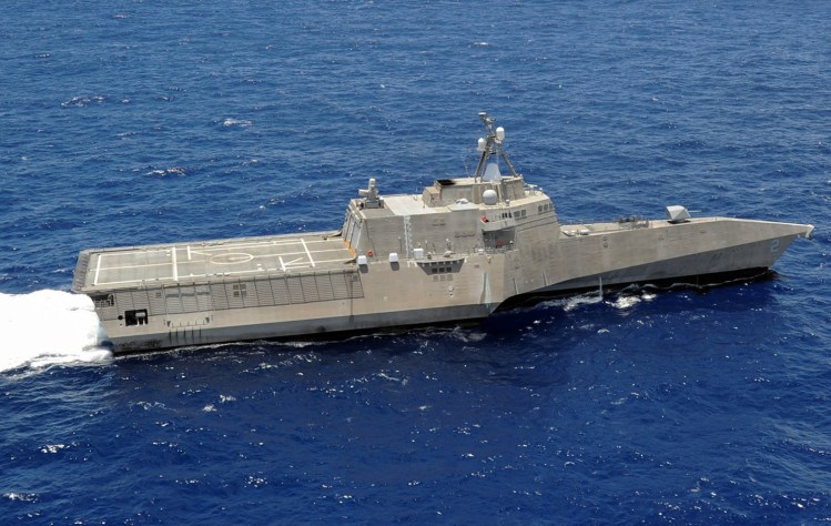 The littoral combat ship USS Independence (LCS 2) is underway during a military exercise this year. The littoral combat ship program has come under persistent criticism about its cost and viability. 