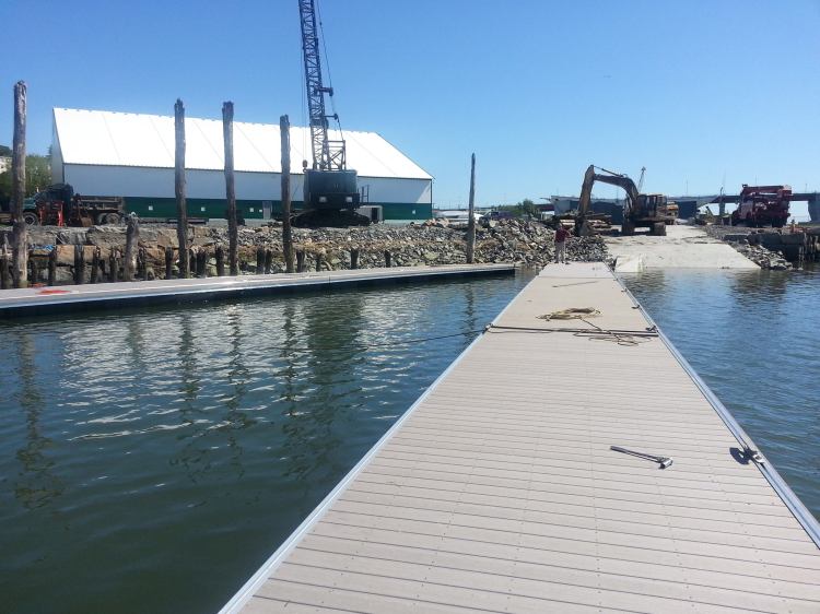 A view of the new dock being installed at Portland Yacht Services' new facility on West Commercial Street in Portland. Courtesy Portland Yacht Services