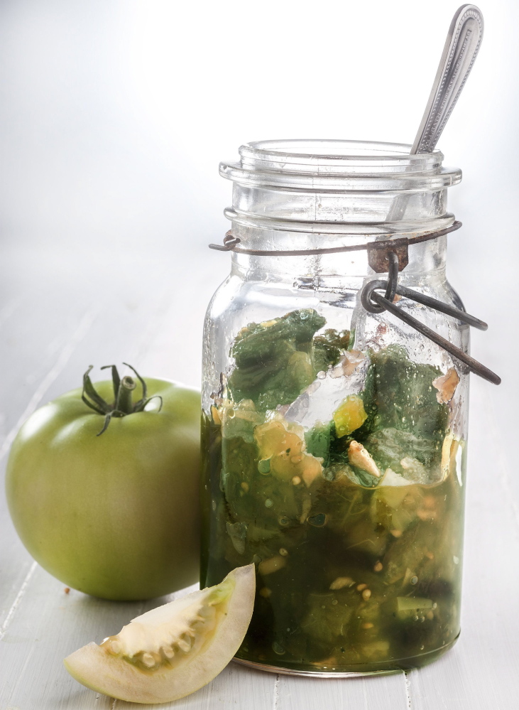 This chutney takes advantage of the abundance of green tomatoes available at this time of year. 